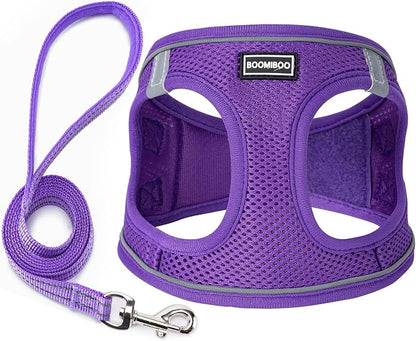 Dog Harness with Leash Set, No Pull Adjustable Reflective Step-in Puppy Pet by BOOMIBOO