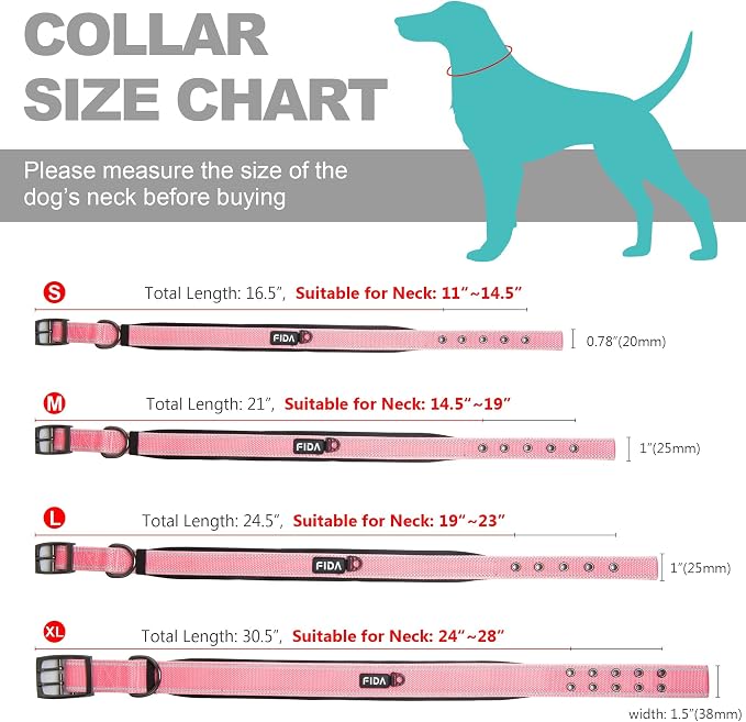 Fida Heavy Duty Dog Collar, Ultra Comfortable Soft Neoprene Padded, Adjustable - Image 6