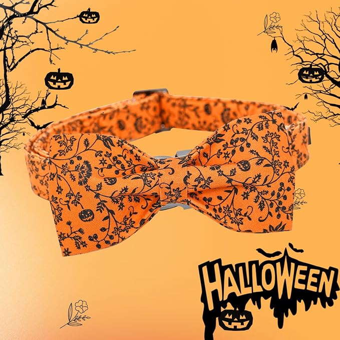 Halloween Dog Collar, Pet Collar Dog Bow Pumpkin Pet Collar Girl Boy Holiday - Image 3