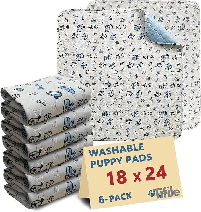 Washable Pee Pads for Dogs, 18x24in Reusable Puppy Pads, Absorbent Whelping Pads by TIFILE