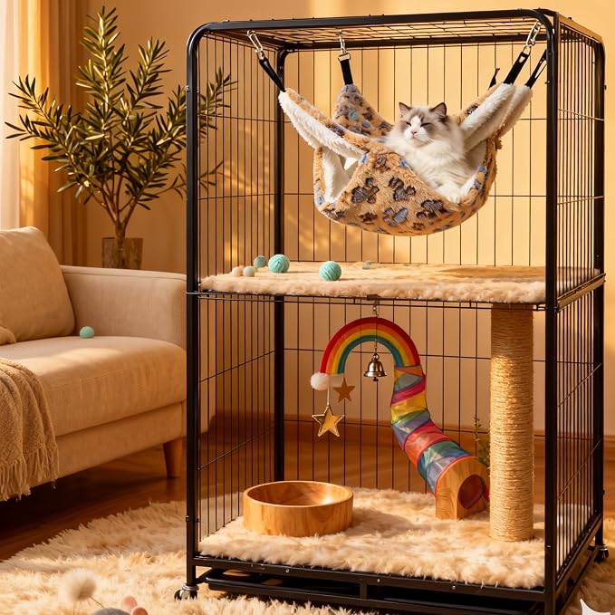 Cat Hammock for Cage, Soft Warm Hanging Bed for Kitten, Guinea Pig, Chinchilla - Image 7