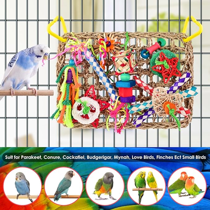 KATUMO Bird Toys, Bird Foraging Wall Toy, Edible Seagrass Woven Climbing - Image 6