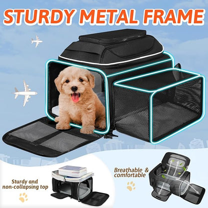 Petskd Top and Side Expandable Pet Carrier 17x12x8.5 Inches JetBlue Frontier - Image 6