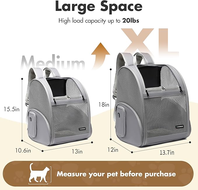 Pet Backpack Carrier ，Large Cat Carrier Backpack Up to 20 Lbs - Image 2