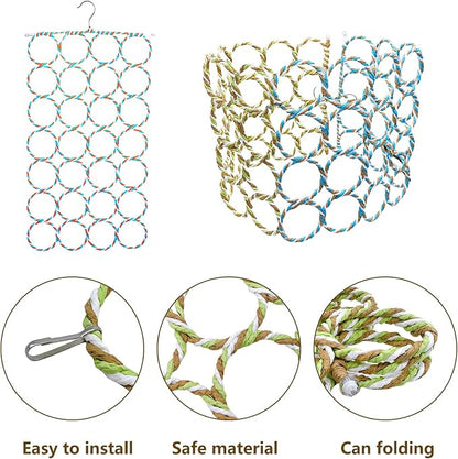 Bird Swing Climbing Rope Net Toys 14" x 24" Parakeet Hemp Rope Perch Swing - Image 3