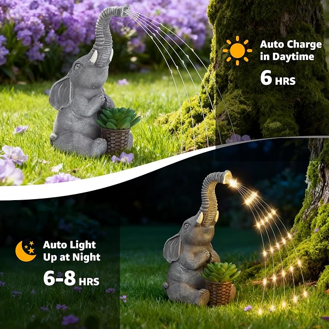 Lyeasw Solar Garden Decor Elephant Statues – Birthday Gifts - Image 2