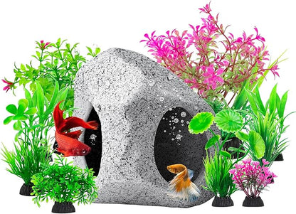 CousDUoBe 10Pcs Aquarium Hideaway Rock Cave Fish Tank Decorations quarium by CousDUoBeAquariumfishtankdecoration