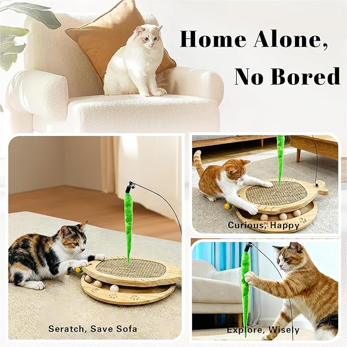 Cat Scratcher with Natural Sisal Pad, 3-in-1 Cat Scratching Board, 2-Tier - Image 2