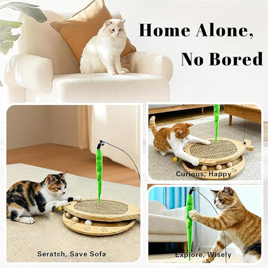 Cat Scratcher with Natural Sisal Pad, 3-in-1 Cat Scratching Board, 2-Tier - Image 2