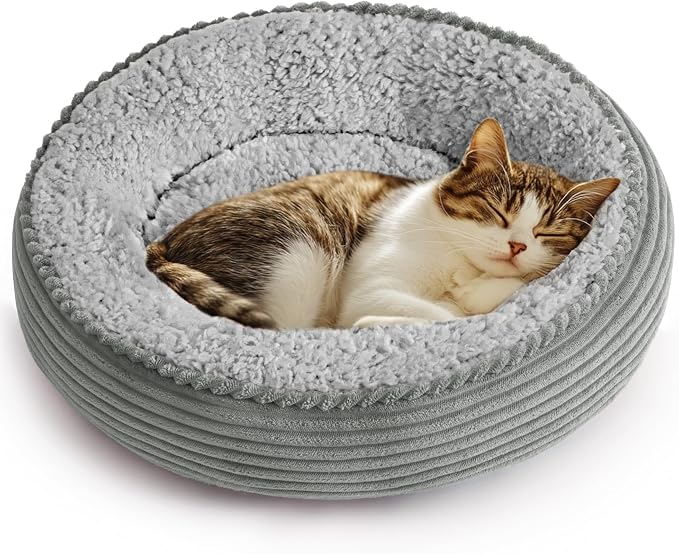 Love's cabin Round Donut Cat and Dog Cushion Bed, 20in Pet Bed by Lovescabin