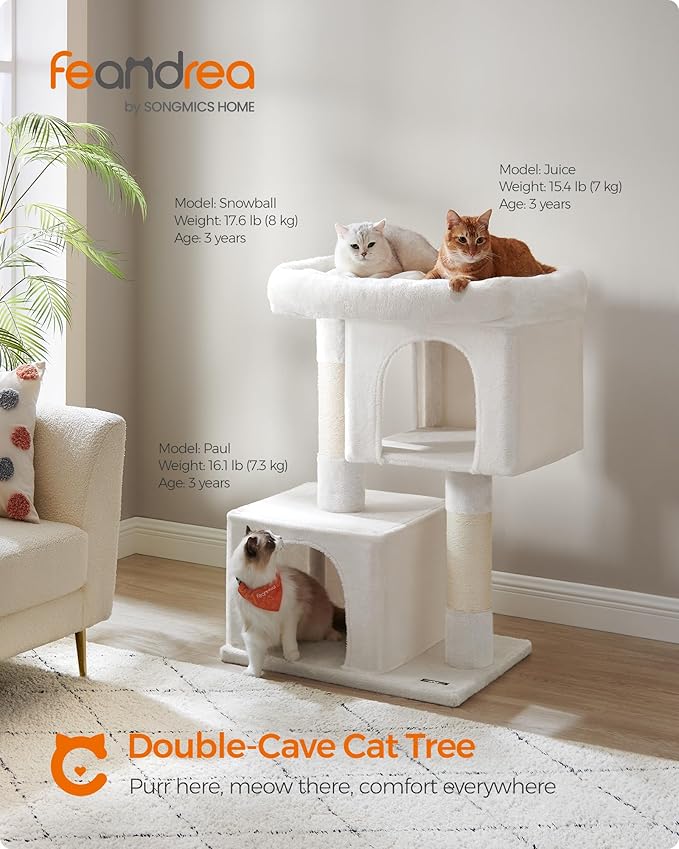 Feandrea Cat Tree, 40.6-Inch Cat Tower, Plush Condo - Image 2
