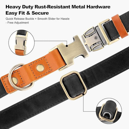 Plutus Pet Genuine Leather & Hemp Dog Collar – Adjustable Heavy Duty Pet Collar - Image 5