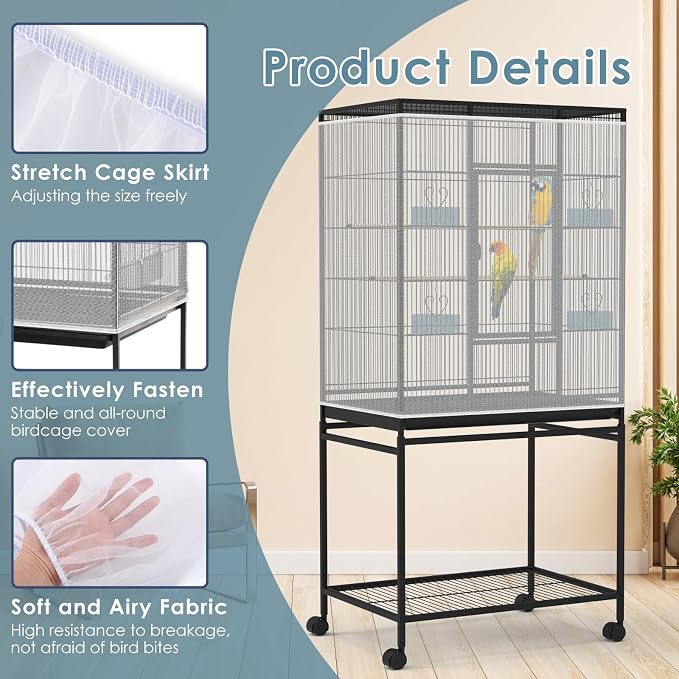 Bissap Bird Cage Seed Catcher, 90-118‘’ Universal Birdcage Net Nylon 31.8'' H - Image 3