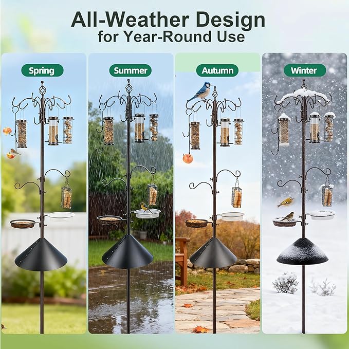 Bird Feeding Station Kit with Squirrel Baffle Bird Feeder Pole with Suet Cage - Image 4