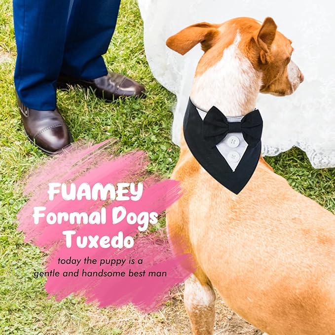 FUAMEY Dog Tuxedo for Small Dogs, Dog Formal Suit Dogs Attire Pet Bow Tie Puppy - Image 4