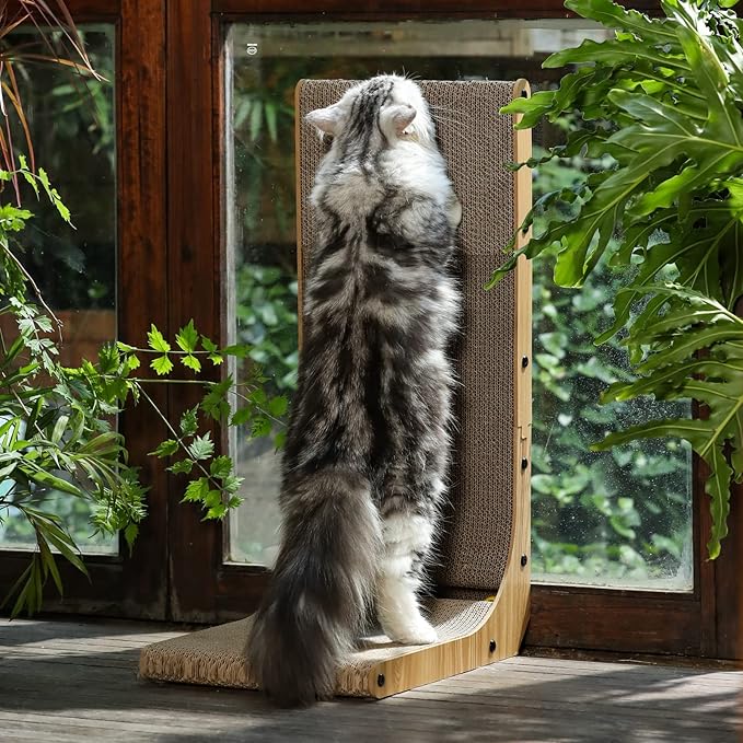FUKUMARU Cat Scratcher, 26.8 Inch L Shape Cat Scratch Pad Wall Mounted - Image 5