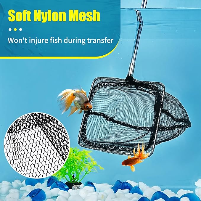 AQUANEAT Aquarium Net with Extendable Long Handle, Adjustable Wastes Skimming - Image 2
