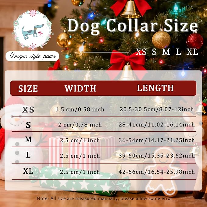 Christmas Dog Collar, Unique Style Paws Red Green Strips Dog Collar - Image 6