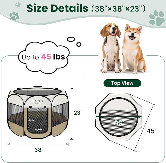 Love's cabin Pet Puppy Dog Playpen, Large Dog Tent Crates Cage Indoor/Outdoor - Image 3