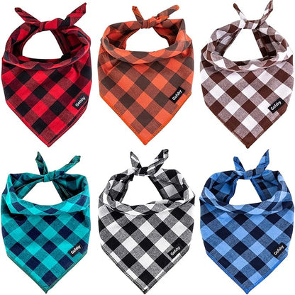 Buffalo Plaid Dog Bandanas Fall Christmas Small 6PCS Dog Gifts Red Blue Green by Gofshy