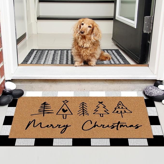 Tinideya 2 Pcs Door Mat Welcome Non Slip Coir Mats Floor Layering Doormats - Image 4