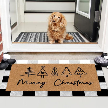 Tinideya 2 Pcs Door Mat Welcome Non Slip Coir Mats Floor Layering Doormats - Image 4