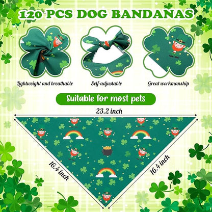Youyole 120 Pcs Dog St. Patrick's Day Bandana Bulks Shamrocks Dog Bandanas - Image 2