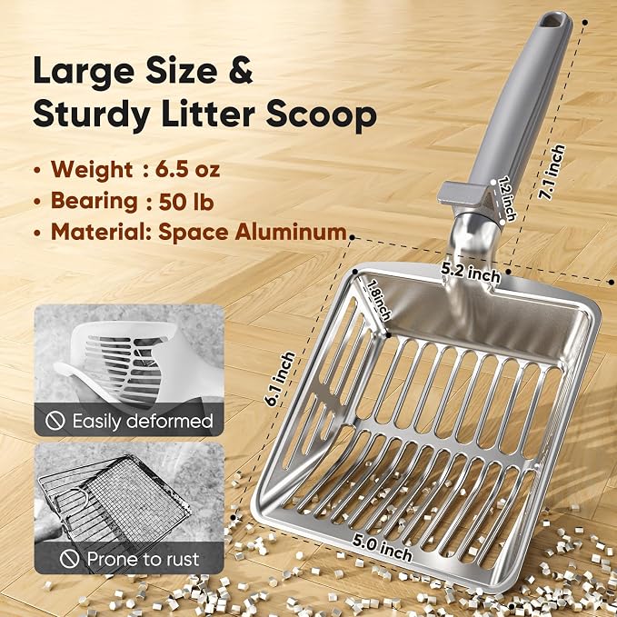 Metal Cat Litter Scoop, Large Cat Scooper - Image 2