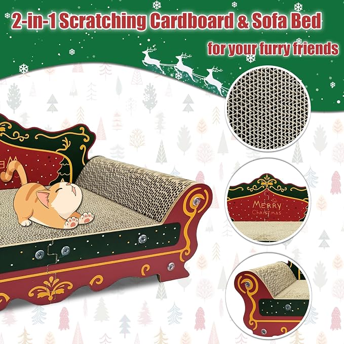 Luxury Cardboard Cat Scratcher Sofa Bed, Couch Shaped Scratching Board - Image 3