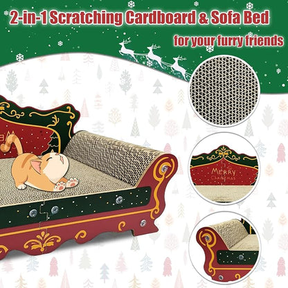 Luxury Cardboard Cat Scratcher Sofa Bed, Couch Shaped Scratching Board - Image 3