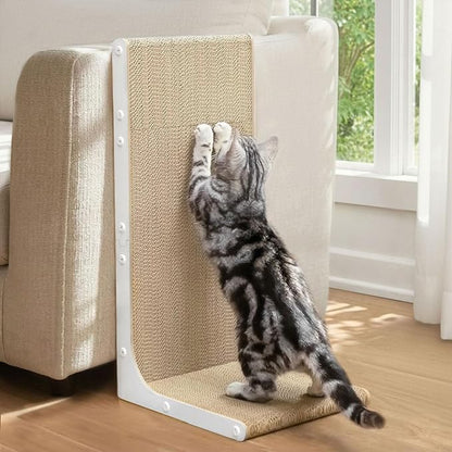 Cardboard Cat Scratcher, 23 Inch L Shape Scratch Pad Wall Mounted, Vertical by Conlun