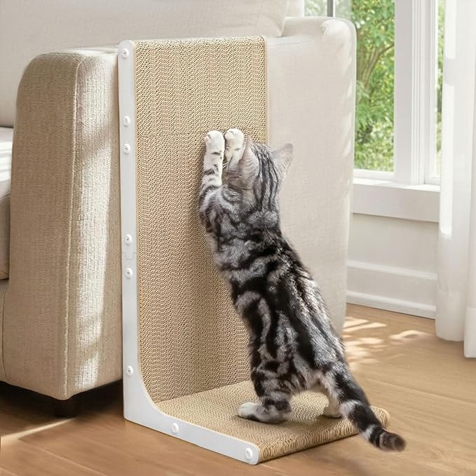 Cat Scratcher Lounge, 23 Inch L-Shaped Cat Scratch Pad, Vertical & Horizontal by Conlun