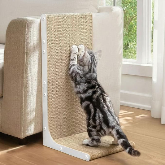 Cat Scratcher Lounge, 23 Inch L-Shaped Cat Scratch Pad, Vertical & Horizontal by Conlun