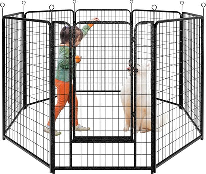 Dog Playpen Outdoor Extra Wide 8 Piece Panels Heavy Duty Dog Fence 50" Height by Committedtobetterpetlife