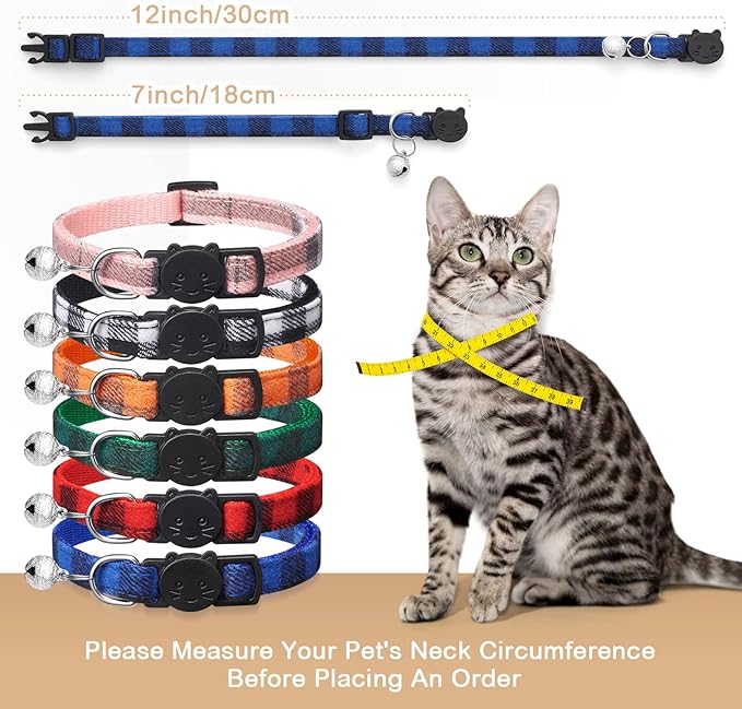 6 Pack Classic Plaid Cat Collars - Image 4