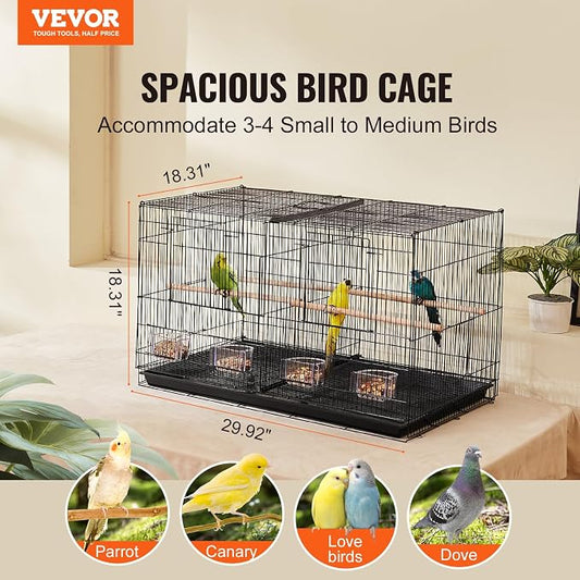 VEVOR 30-inch Flight Bird Cage, Stackable Divided Small Parakeet Cage - Image 2