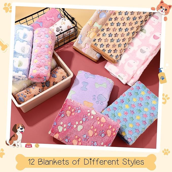 Tatuo 12 Pieces Puppy Blanket Warm Cat Dog Sleep Mat Pet Kitten Fleece Doggy - Image 6