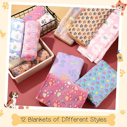 Tatuo 12 Pieces Puppy Blanket Warm Cat Dog Sleep Mat Pet Kitten Fleece Doggy - Image 6
