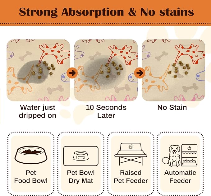 Pet Feeding Mat for Floors Waterproof Dog Mat for Food and Water Absorbent - Image 2