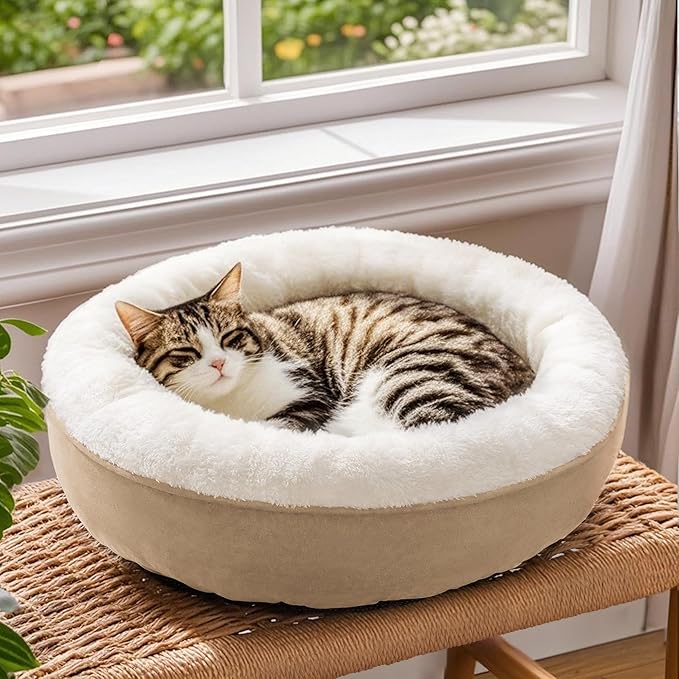 Love's cabin Round Donut Cat and Dog Cushion Bed, 20in Pet Bed - Image 7