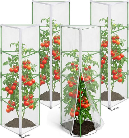4 Pcs Garden Bird Netting for Triangle Plant Cage, Tomato Trellis Insect Bird by PurpleStar