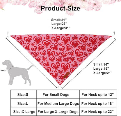 ADOGGYGO Valentine Dog Bandanas 2 Pack, Reversible Heart Love Print Pet Scarf - Image 4