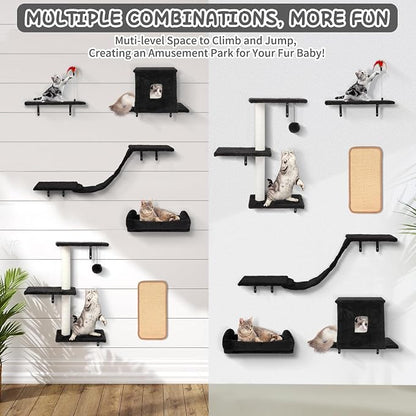Cat Wall Shelves, 6 in 1 Cat Wall Furniture Set - Image 6