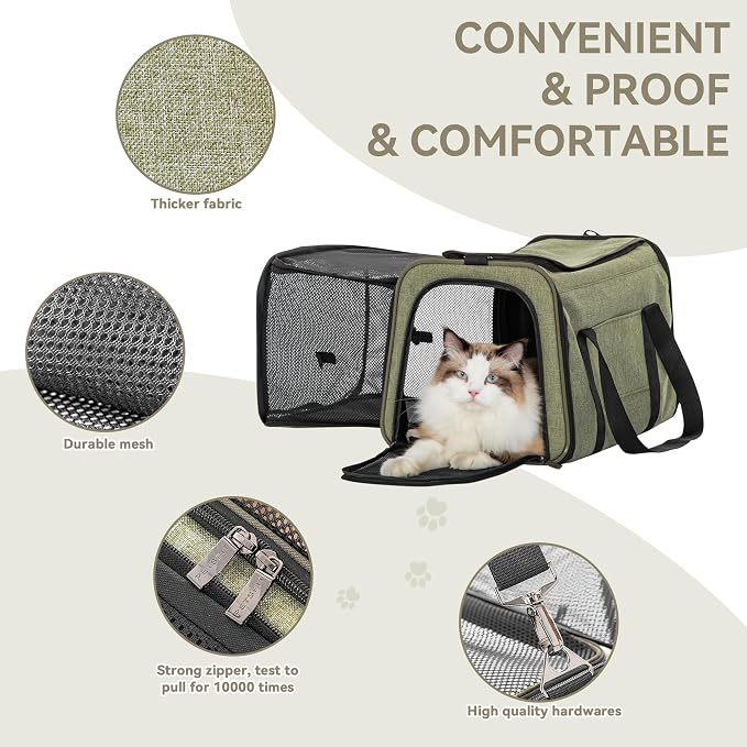 Petsfit 19"X12" X12" Expandable Pet Carrier, Square Expansion Reduces Pet - Image 5