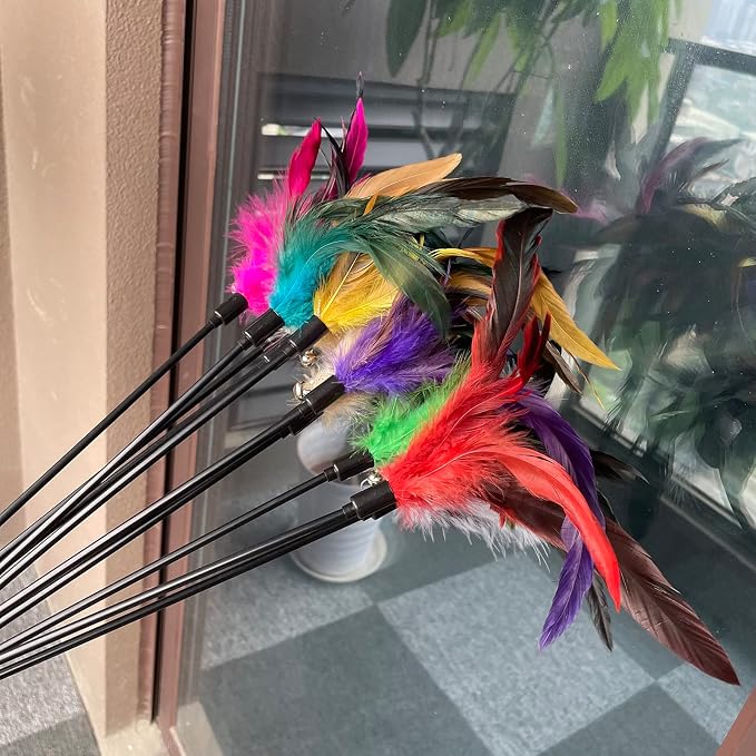 10-Pack Cat Feather Wand Toys - Image 5