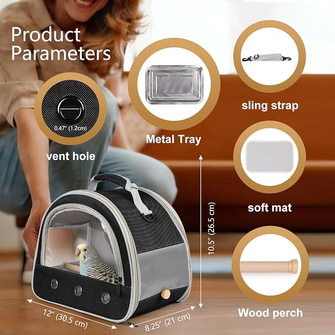 halinfer Small Bird Travel Carrier - Image 2