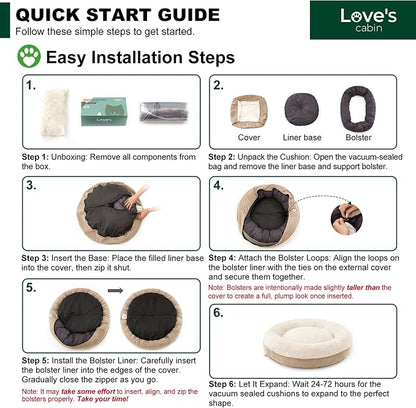 Love's cabin Round Donut Cat and Dog Cushion Bed, 25in Pet Bed - Image 3