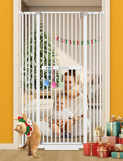 60" Extra Tall Pet Gate, 30-40" Wide, Auto Close, Cat Toy Included by Lokshun