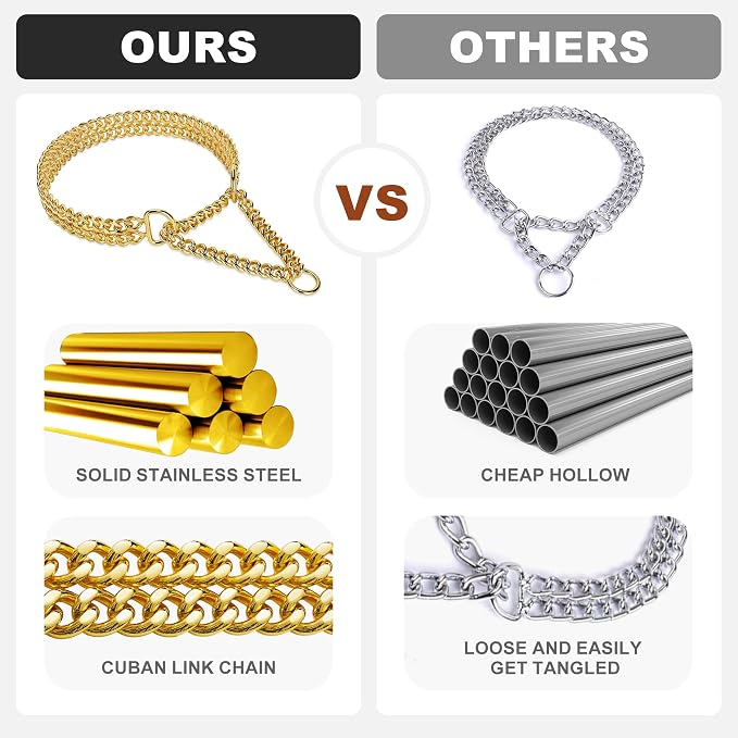 Stainless Steel 18K Gold Dog Chain Collar - Image 3