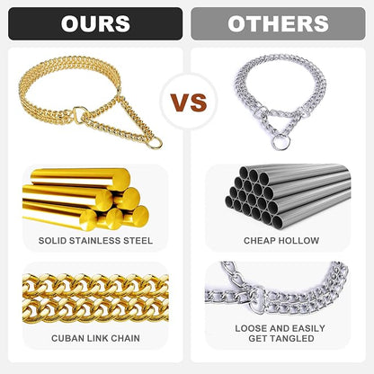 Stainless Steel 18K Gold Dog Chain Collar - Image 3